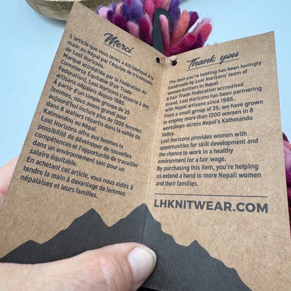 Lost Horizons Multicolored 100% Wool Hat Beanie One Size Handknit purple pink ch - Picture 9 of 13